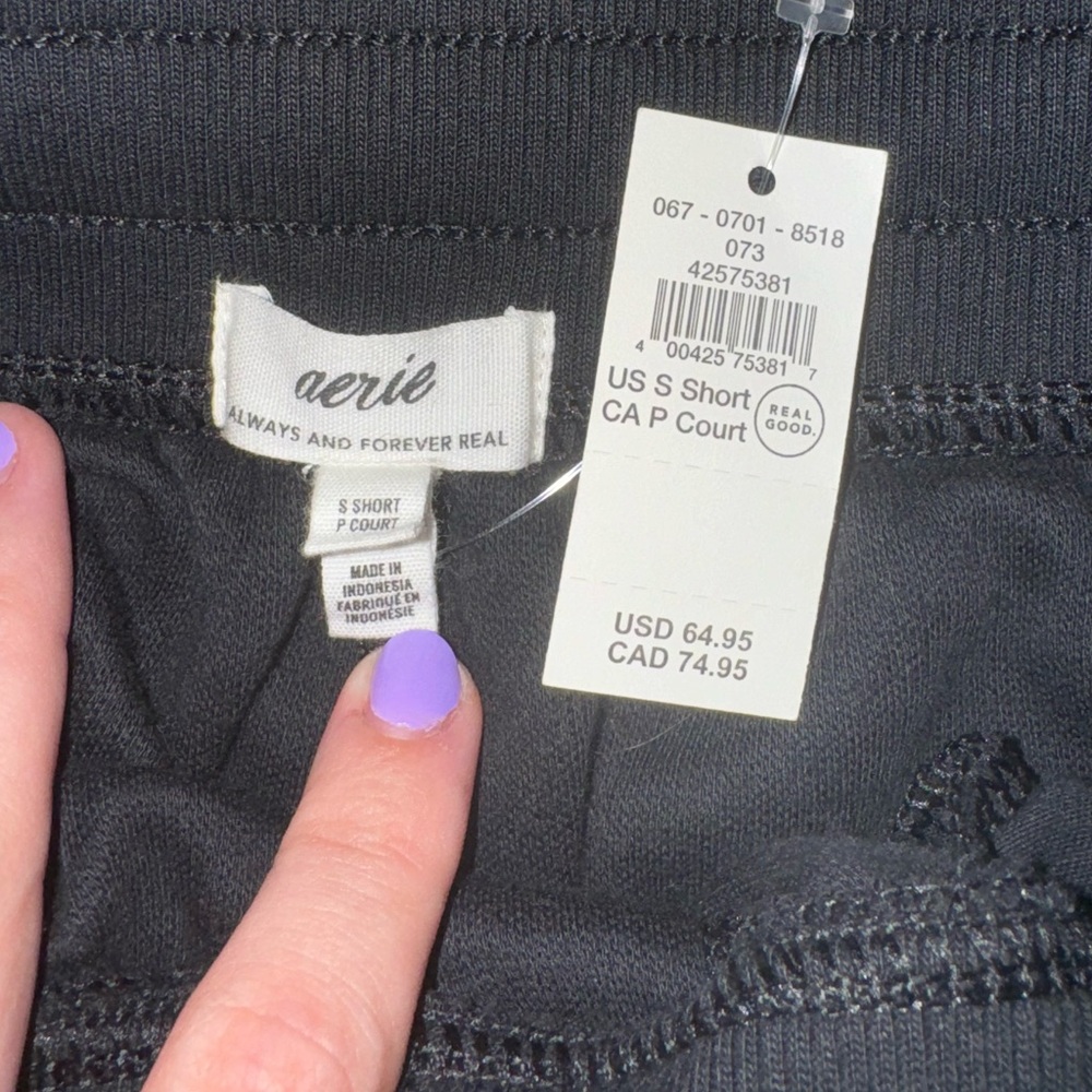 Aerie Soft Ribbed Black Wide-Leg Pants - Picture 2 of 2